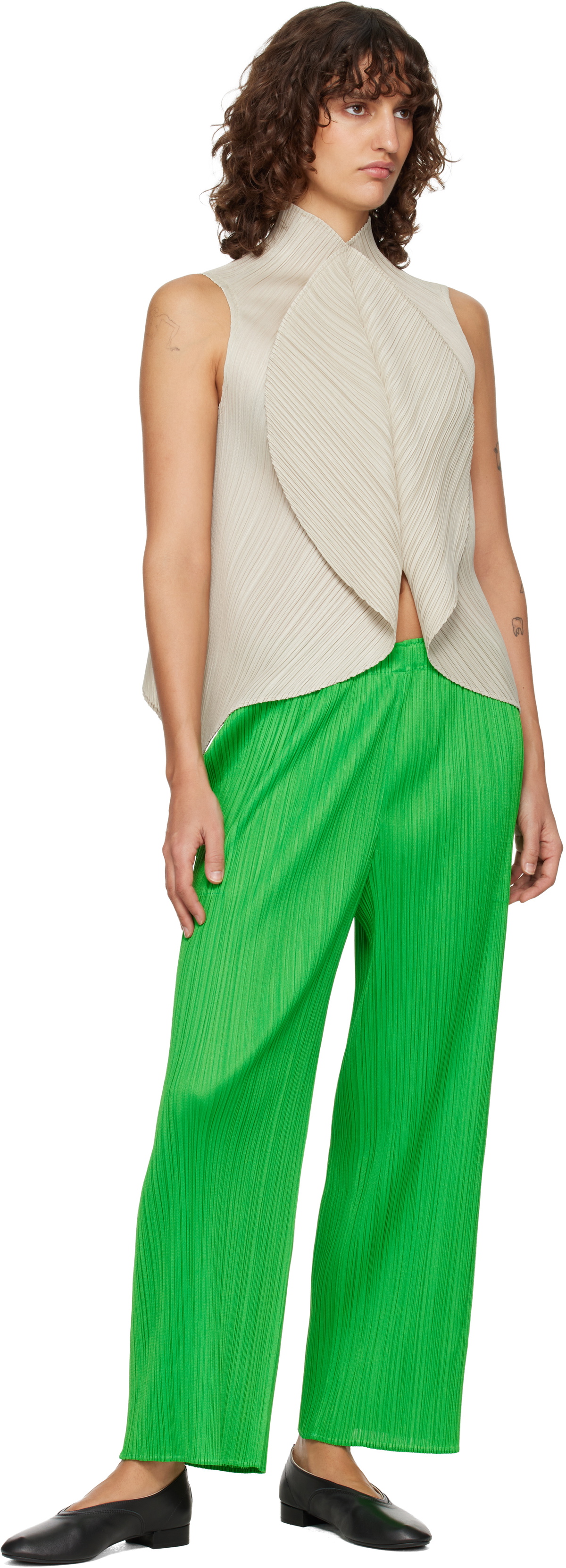 PLEATS PLEASE ISSEY MIYAKE Gray Leaf Top