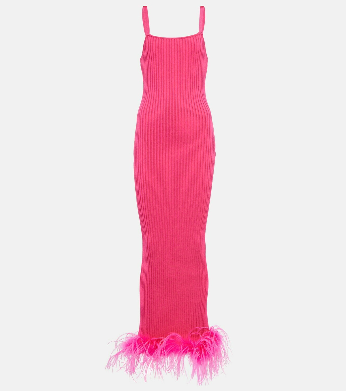 Giuseppe di Morabito Rib-knit feather-trimmed dress