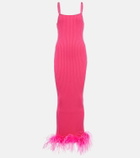 Giuseppe di Morabito Rib-knit feather-trimmed dress