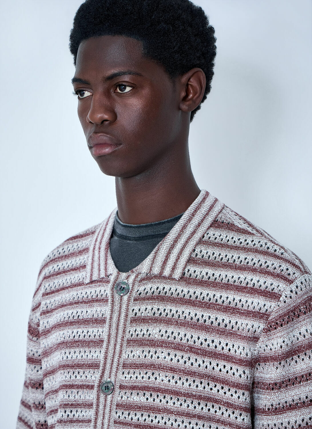ACMH Button-Front Knit Cardigan