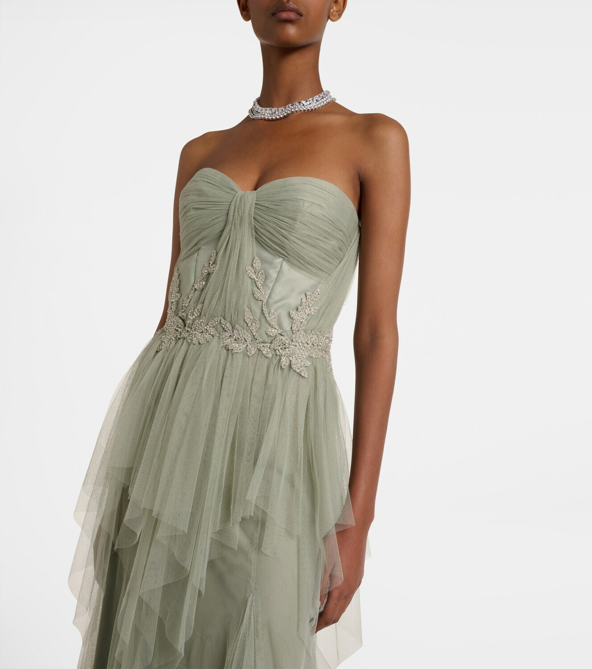 Costarellos Embellished tulle corset gown