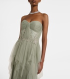 Costarellos Embellished tulle corset gown