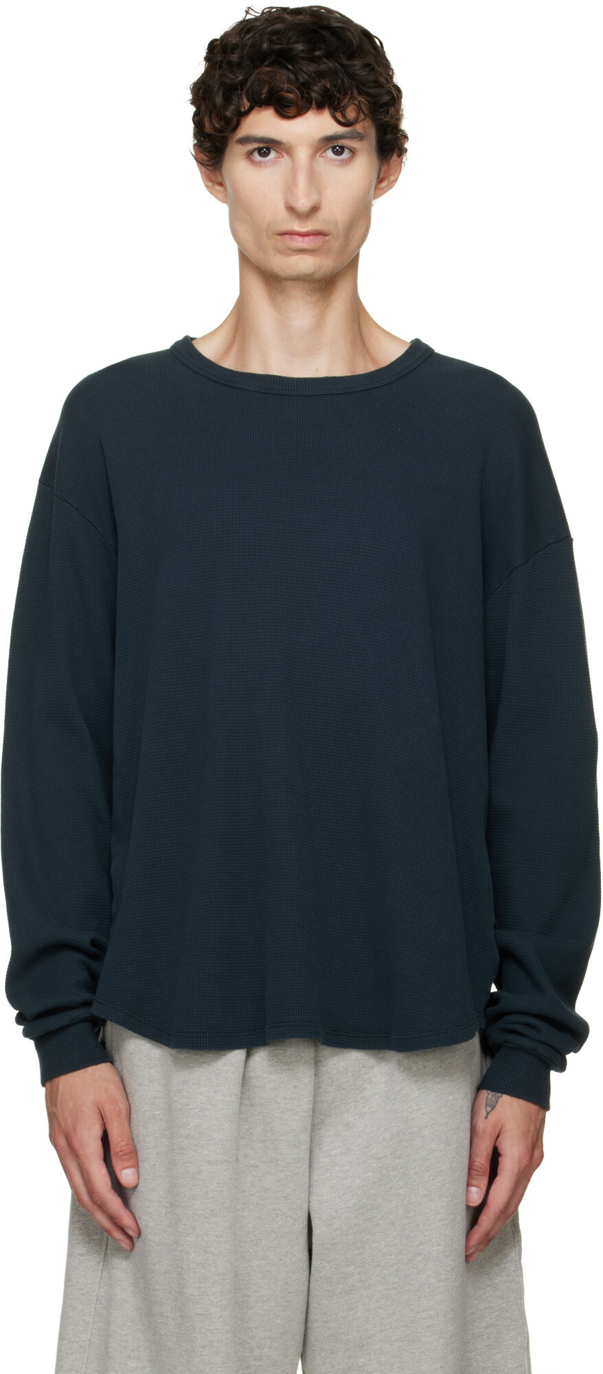 Les Tien Black Thermal Baseball Hem T-shirt