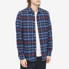 Portuguese Flannel Men's Pop Up Flannel Check Shirt in Navy/Red/White