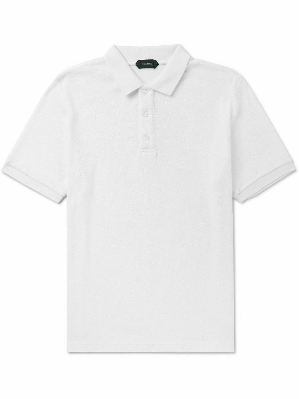 Photo: Incotex - Zanone Cotton-Terry Polo Shirt - White