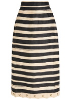 Zimmermann Rebellion Striped Linen Midi Skirt Black