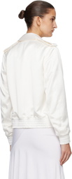 AARON ESH Off-White Satin Blouson Flight Jacket