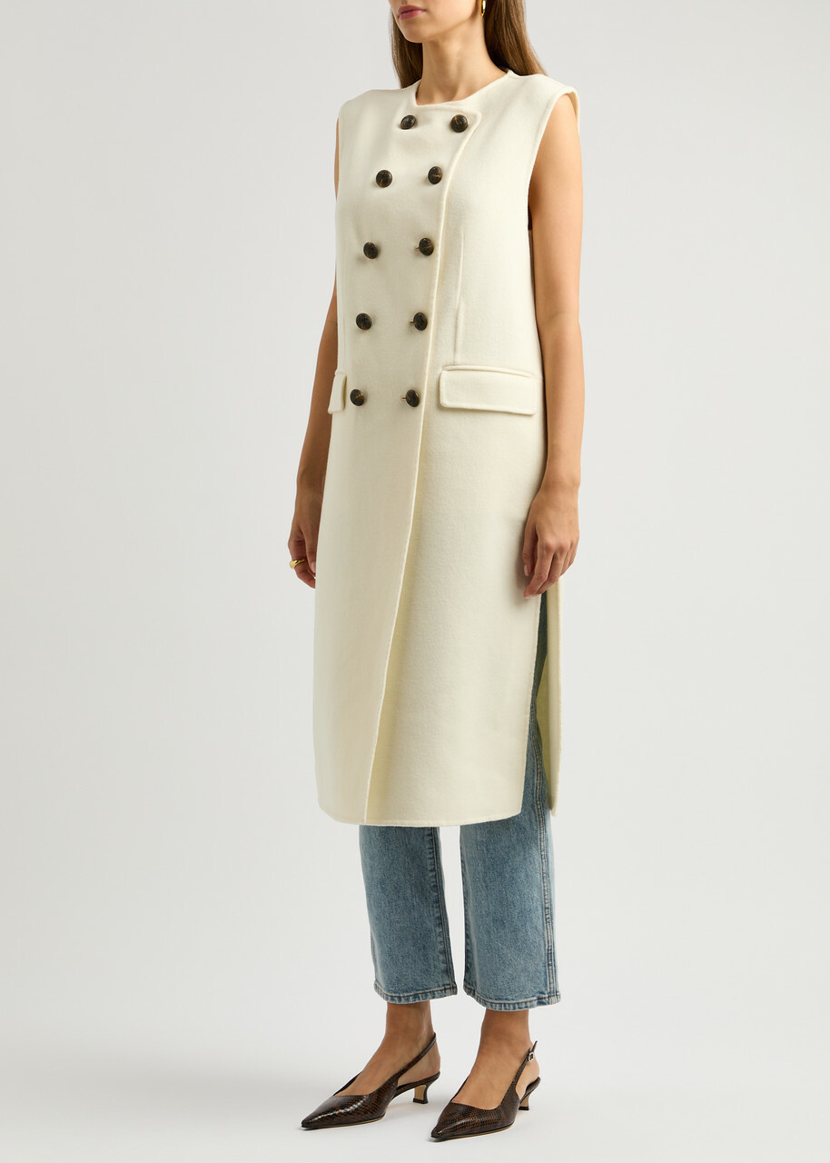 Veronica Beard Hoxton Sleeveless Wool-blend Jacket Ivory