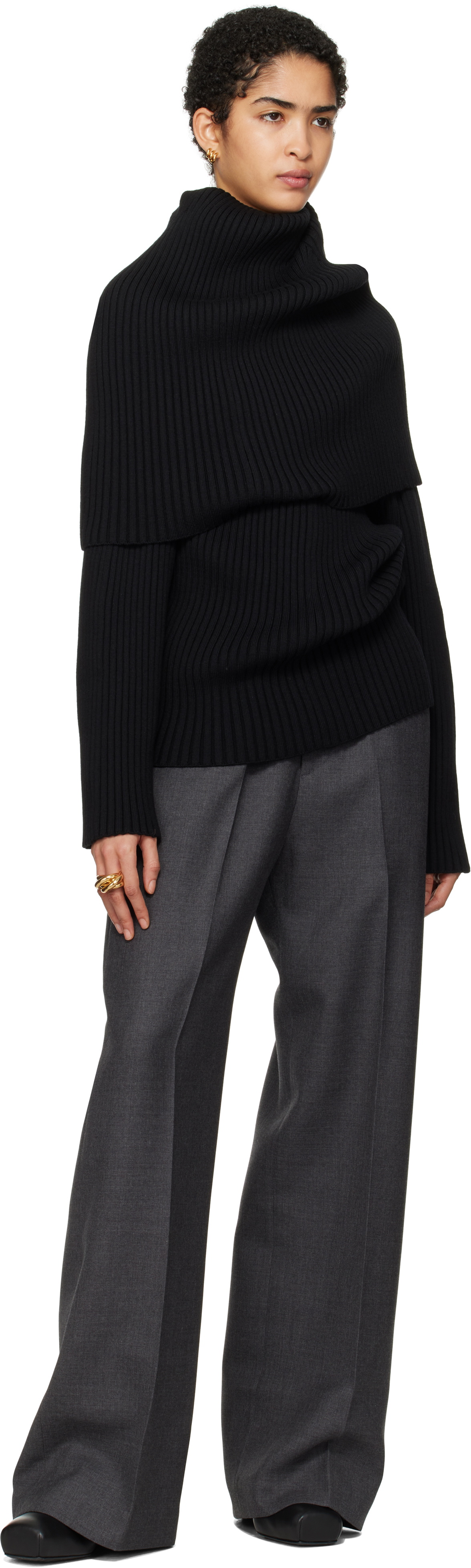 ALAINPAUL Gray Elastic Waist Trousers