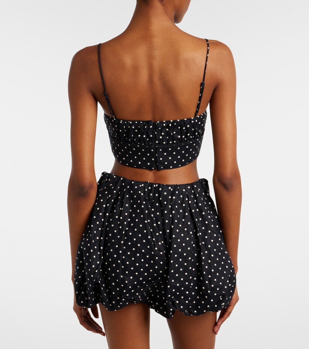 Faithfull Lucia polka-dot linen crop top