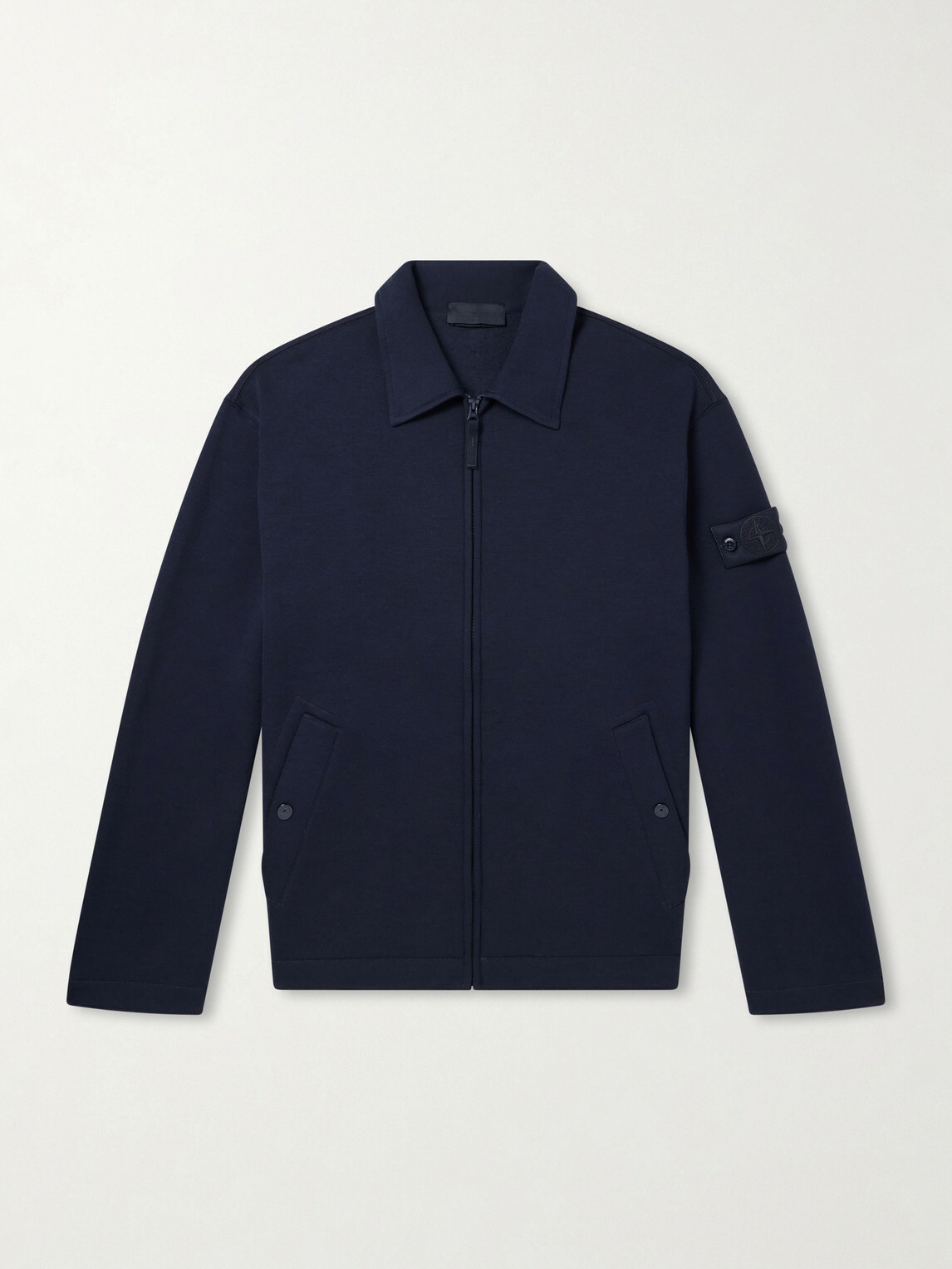 Stone Island - GHOST Wool and Cotton-Blend Zip-Up Sweater - Blue