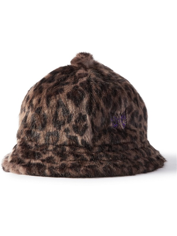 Photo: Needles - Embroidered Leopard-Print Faux Fur Bucket Hat