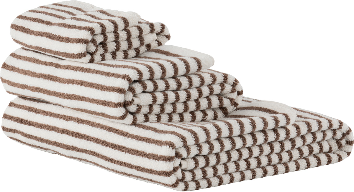 Tekla Off-White & Brown Striped Towel Set, 3 pcs