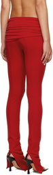 Blumarine Red Draped Leggings