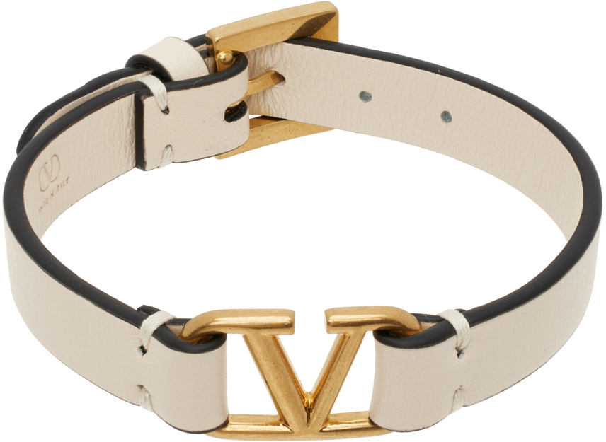 Valentino Garavani: Brown VLogo Leather Bracelet