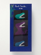 PAUL SMITH - Dino Three-Pack Stretch Cotton-Blend Jacquard Socks