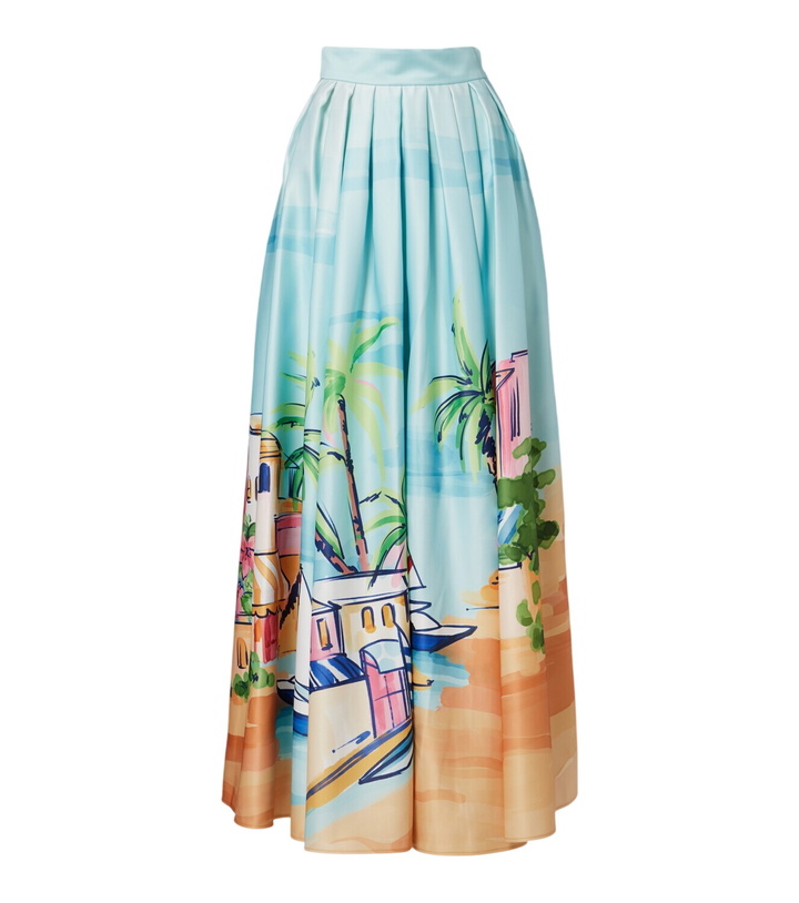 Photo: Leo Lin Printed satin maxi skirt