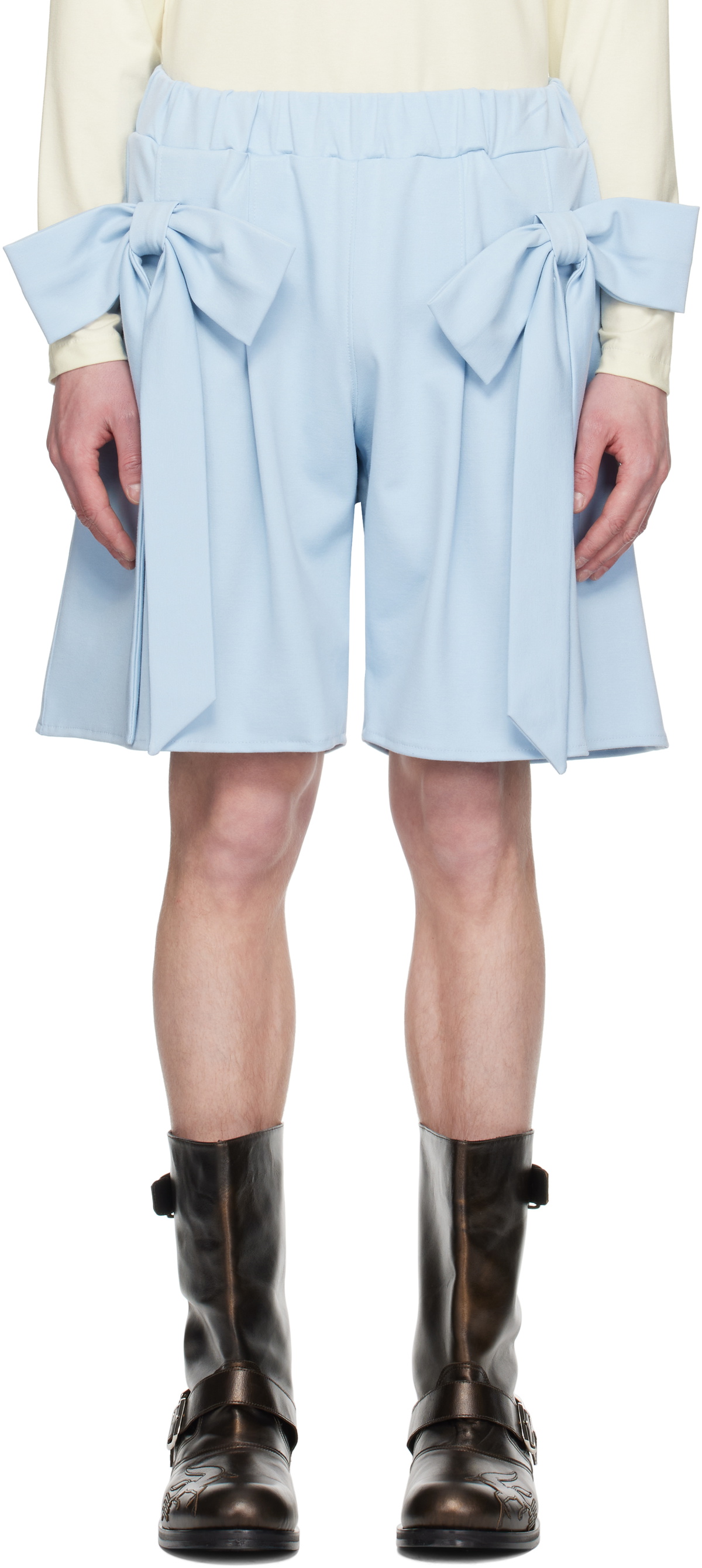 ANDREJ GRONAU Blue Bow Sports Cargo Shorts