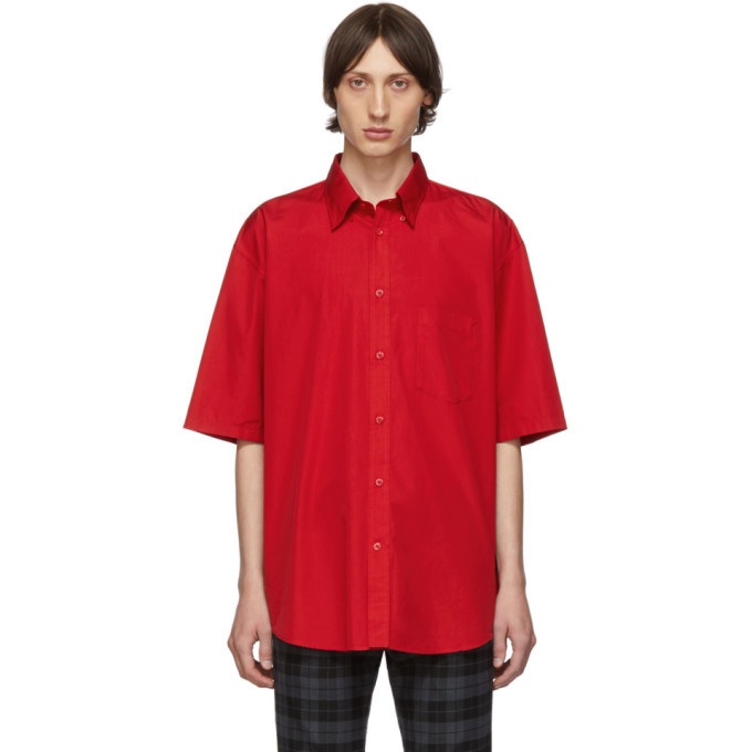 Photo: Balenciaga Red Logo Short Sleeve Shirt