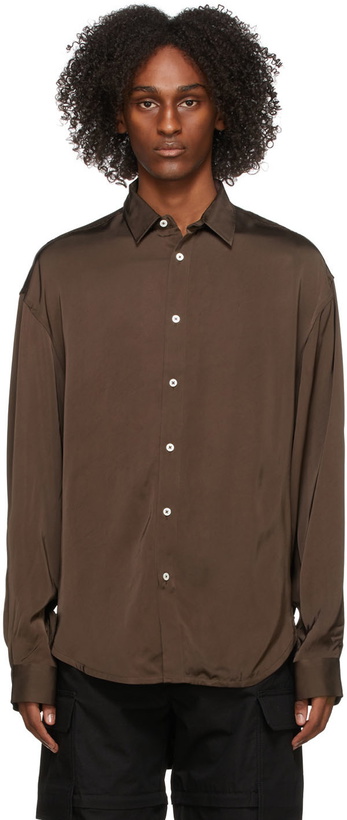 Photo: Jacquemus Brown La Montagne Satin 'La Chemise Notte' Shirt