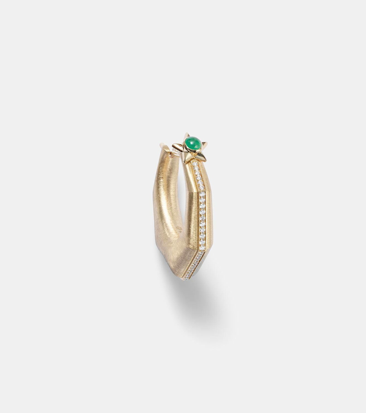 Marie Lichtenberg Baba Large 18kt gold single earring with diamonds and emerald