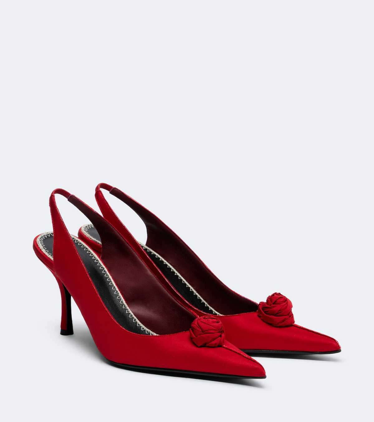 Magda Butrym Floral-appliqué satin slingback pumps