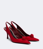Magda Butrym Floral-appliqué satin slingback pumps