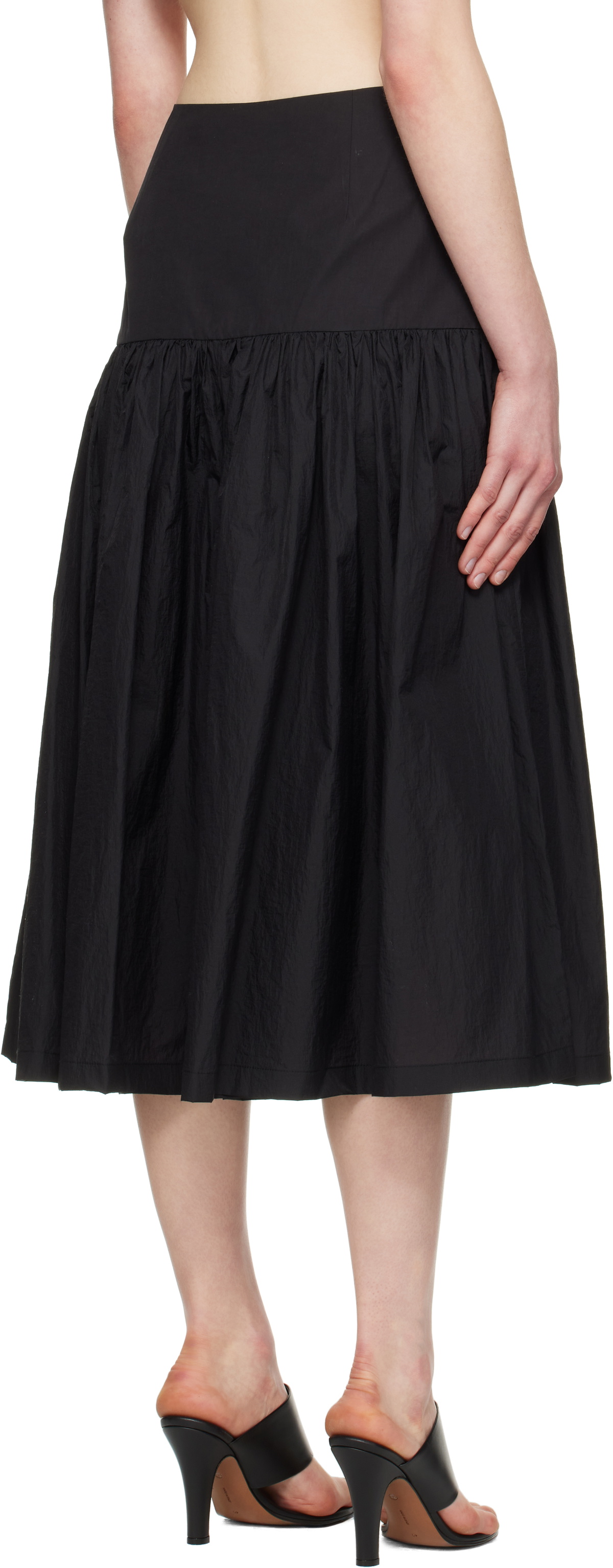 AMOMENTO Black Shirring Culotte Trousers