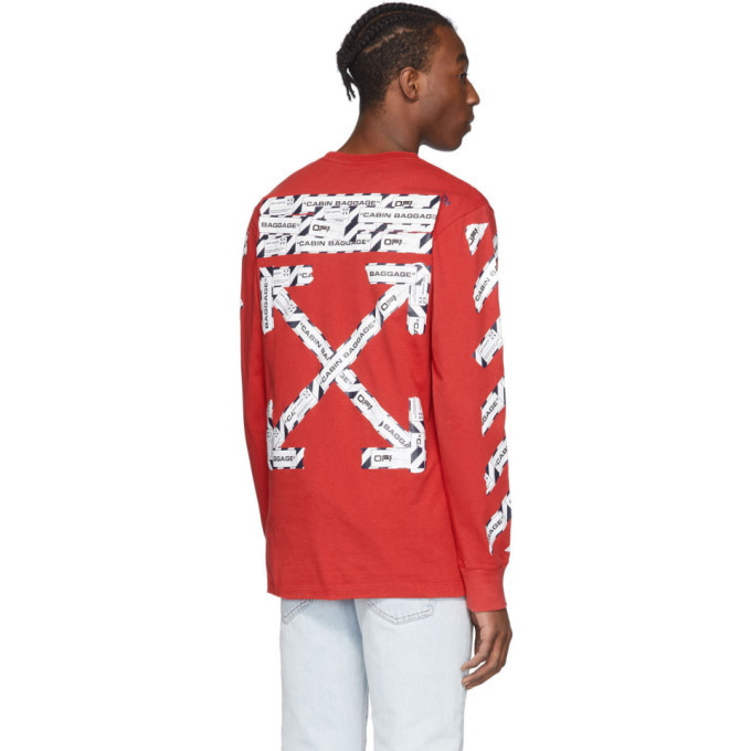 Off-White Red Airport Tape Long Sleeve Off-White