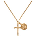 Emanuele Bicocchi Gold Cross and Coin Pendant Necklace