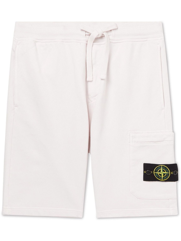 Photo: Stone Island - Straight-Leg Logo-Appliquéd Cotton-Jersey Drawstring Shorts - Pink