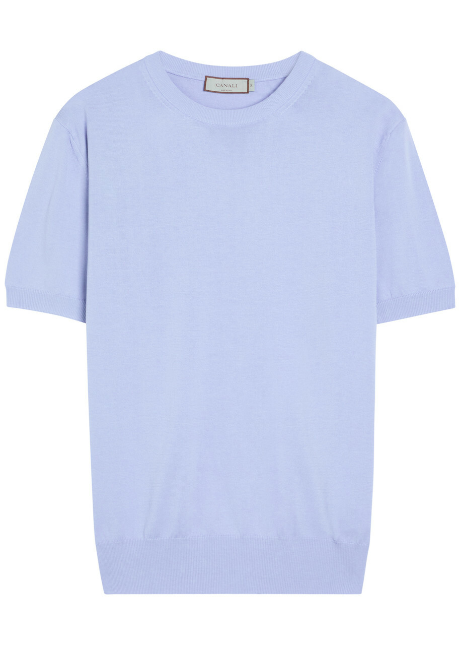 Canali Fine Cotton-knit T-shirt Light Blue