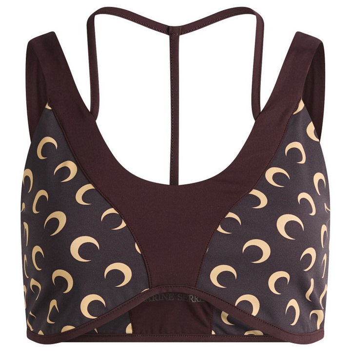 Photo: Marine Serre Women's Athleisure Yoga Bra Top in Deep Mahogany