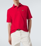 Moncler Leather-trimmed cotton piqué polo shirt