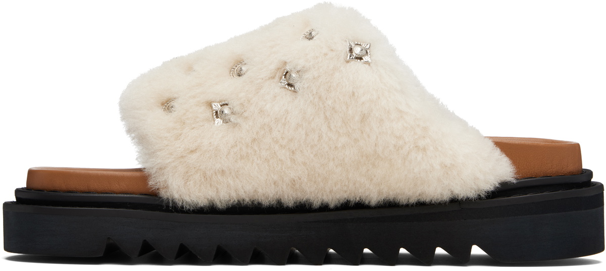 Toga Virilis Off-White Shearling Sandals