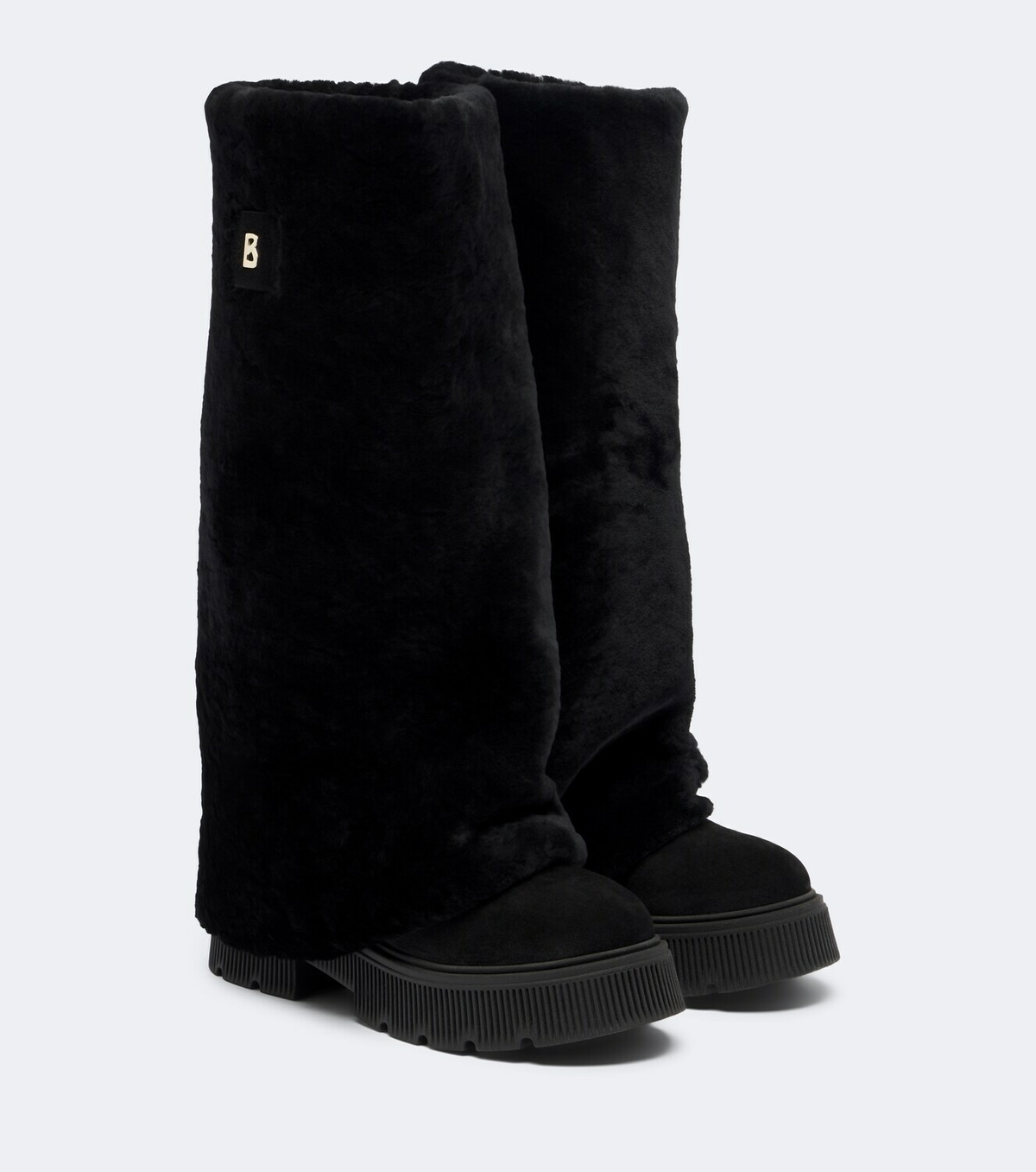 Bogner Turin shearling and suede knee-high boots