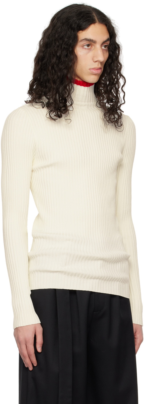 ANDREĀDAMO Off-White Striped Turtleneck