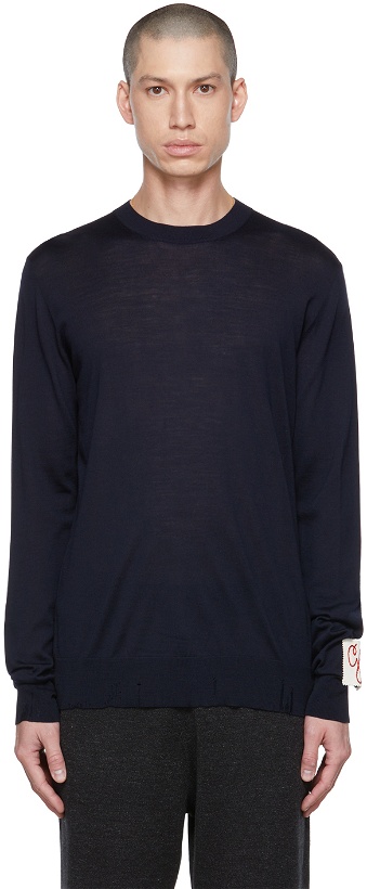 Photo: Golden Goose Navy Embroidered Patch Sweater