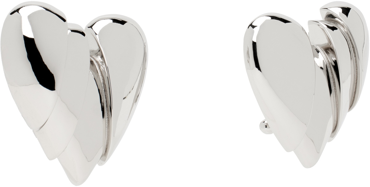 Amina Muaddi Silver Heartbreaker Earrings