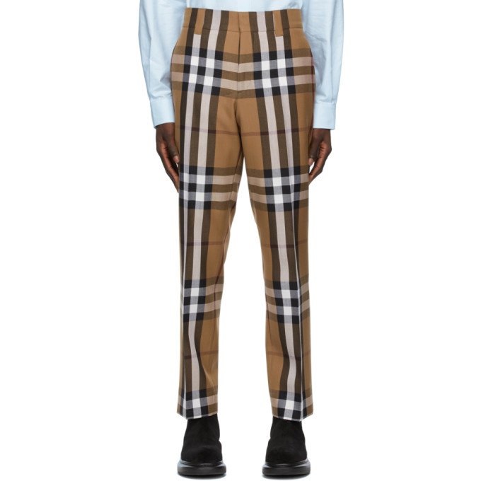 Photo: Burberry Brown Wool Check Cropped Tailored Trousers