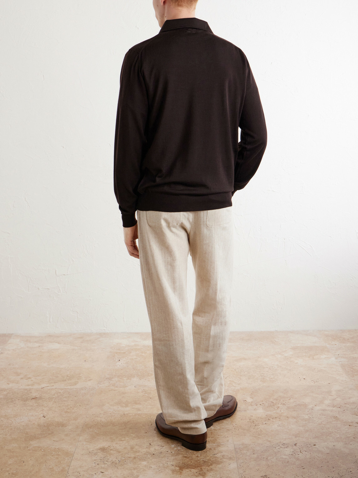 Lardini - Virgin Wool Polo Sweater - Brown