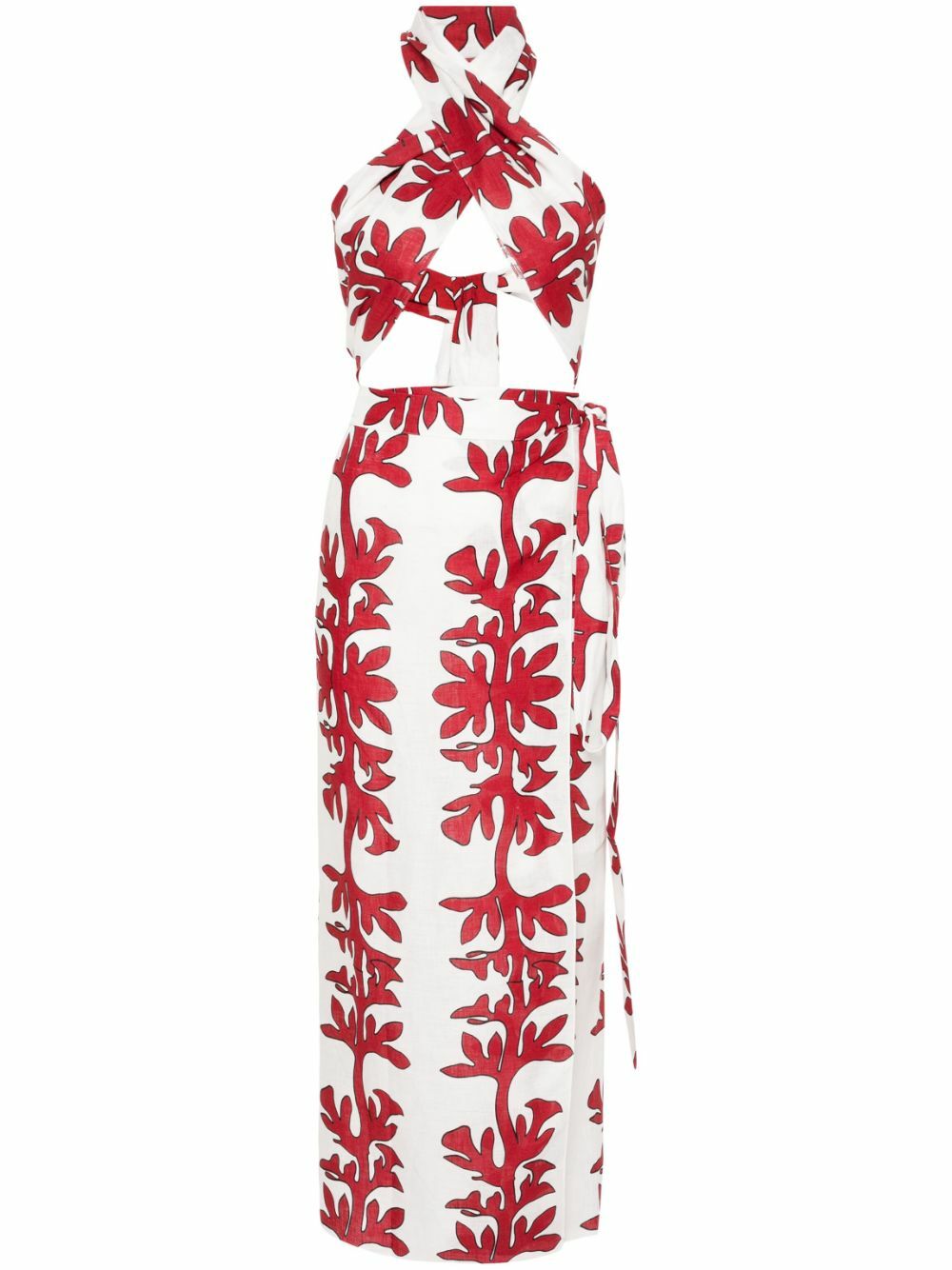 Maison La Plage Red Tuscany Cotton Skirt And Top Set