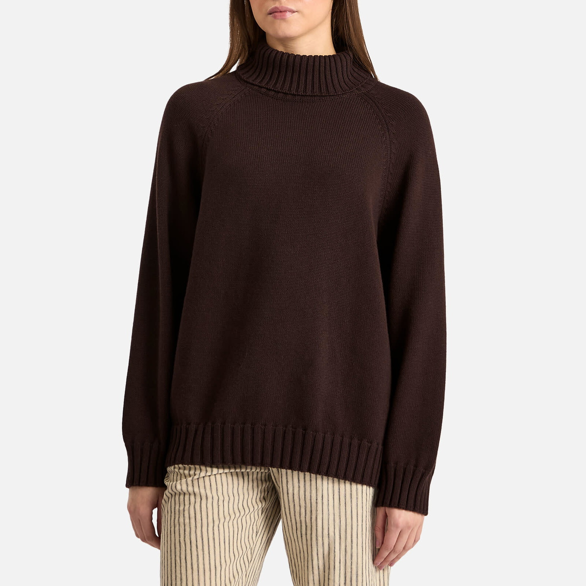 DONNI. Women's Cotton Cashmere Turtleneck Jumper in Espresso