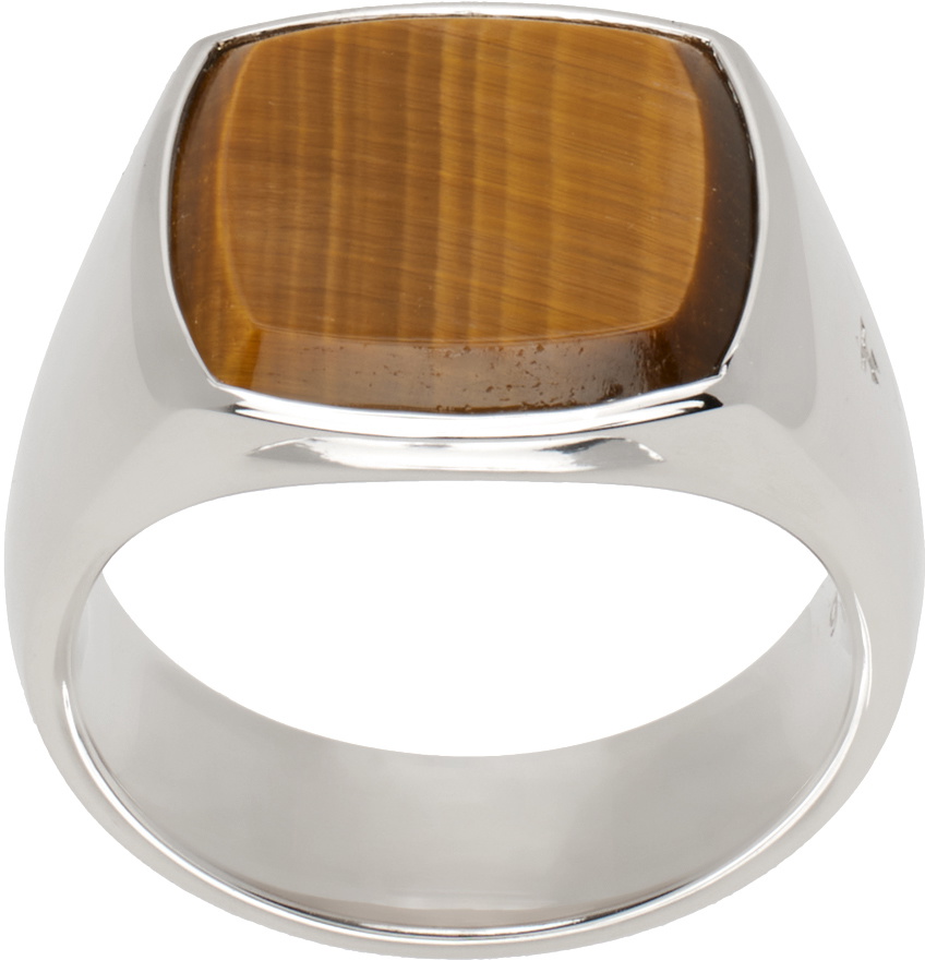 Tom Wood Silver Cushion Tiger Eye Ring