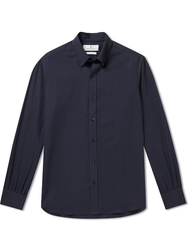 Photo: Turnbull & Asser - Button-Down Collar Cotton and Wool-Blend Twill Shirt - Blue