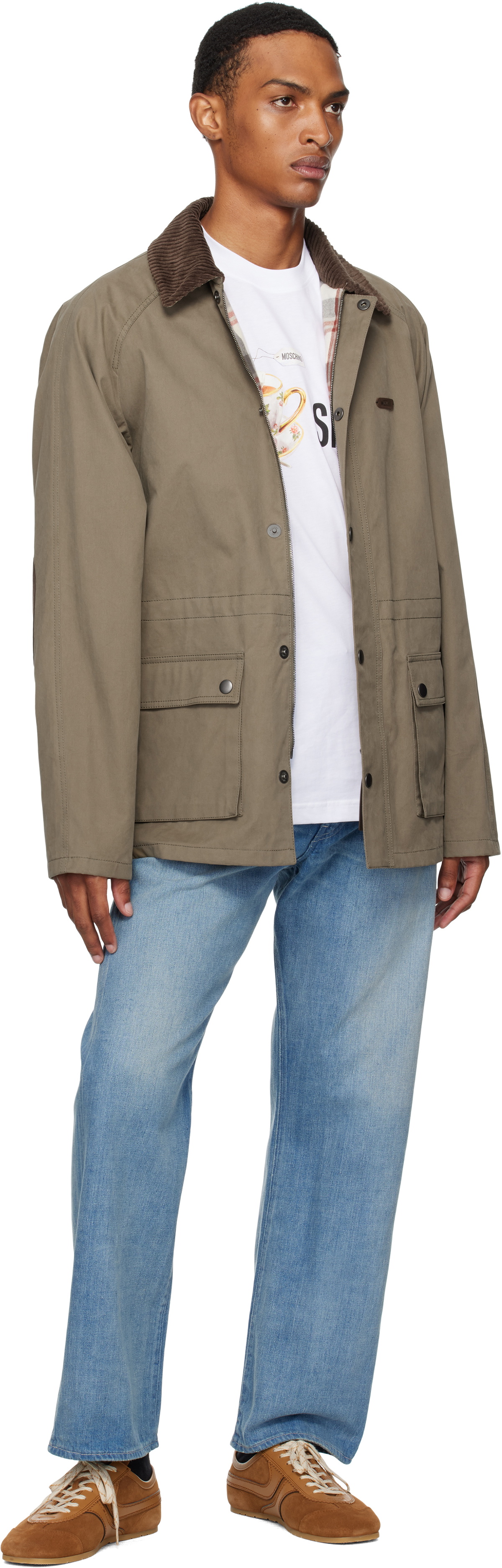 Moschino Khaki Cotton Diagonal Jacket
