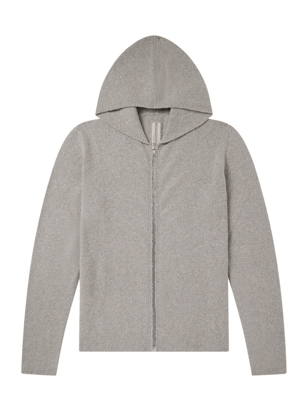 Photo: Rick Owens - Cashmere-Blend Felt Zip-Up Hoodie - Gray