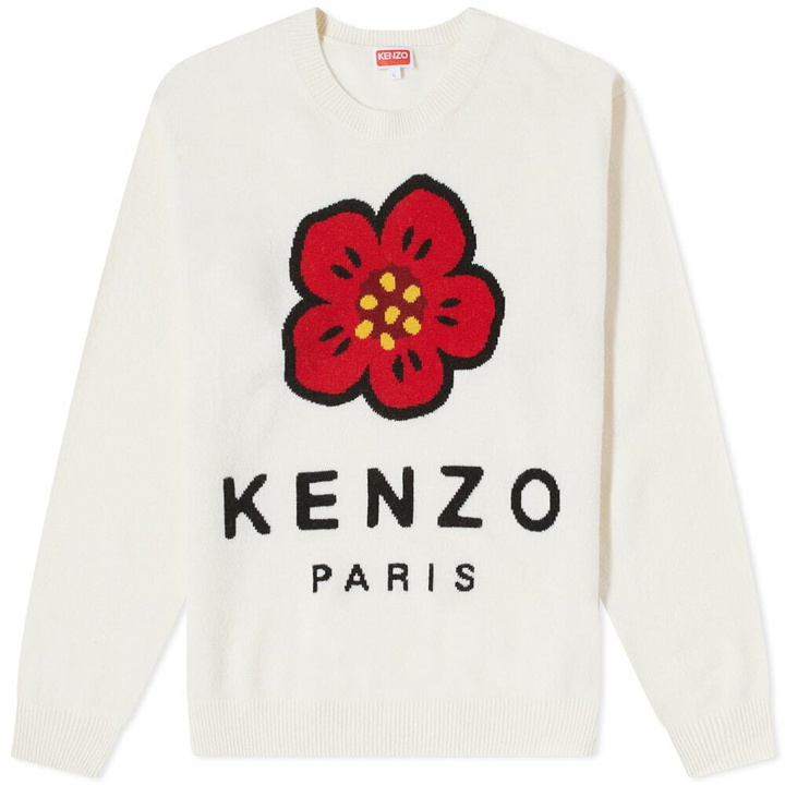 Photo: Kenzo Men's Logo Intarsia Crew Knit in Off White