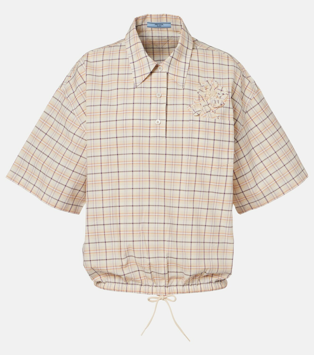 Prada Checked cotton poplin top