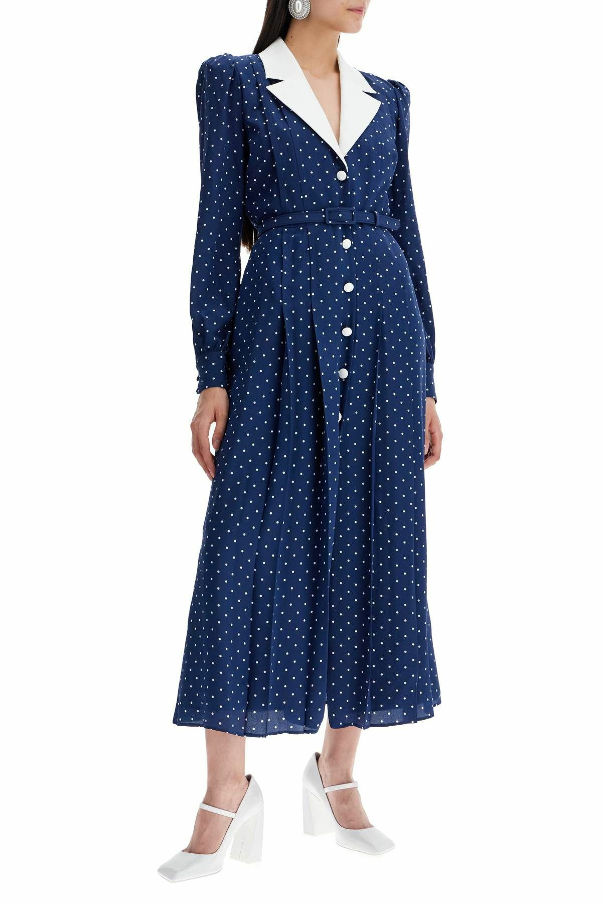 ワンピース ALESSANDRA RICH Women Dresses FABX3609F4230 Blue ALESSANDRA RICH midi dress with mikado collar in Blue